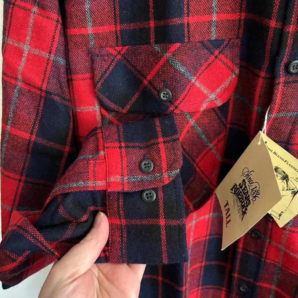 Vintage NWT Sears Roebuck and Co Wool Blend Flannel Shirt Large Tall - Picture 6 of 7